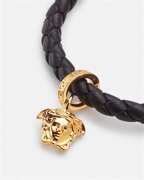 bracelets versace|Versace braided leather charm bracelet.